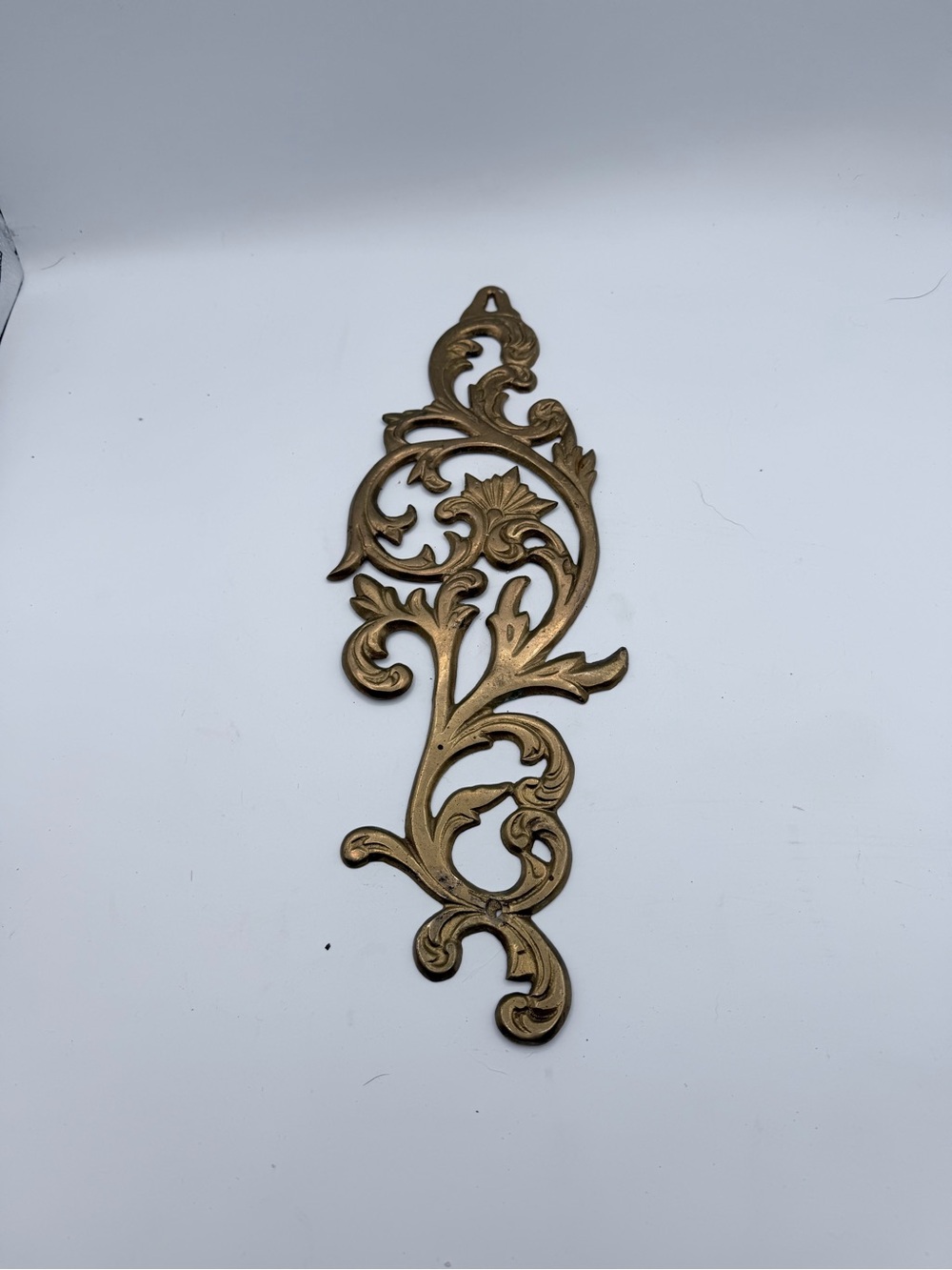 Ornate Vintage BrassWall Accent - Decorative Scroll Leaf Panel